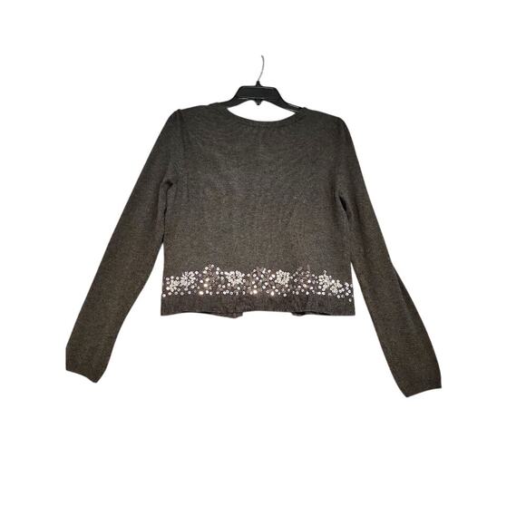 INC International Concepts Sweater Embellished Sparkle Gray Silver Lightweight - Picture 3 of 9